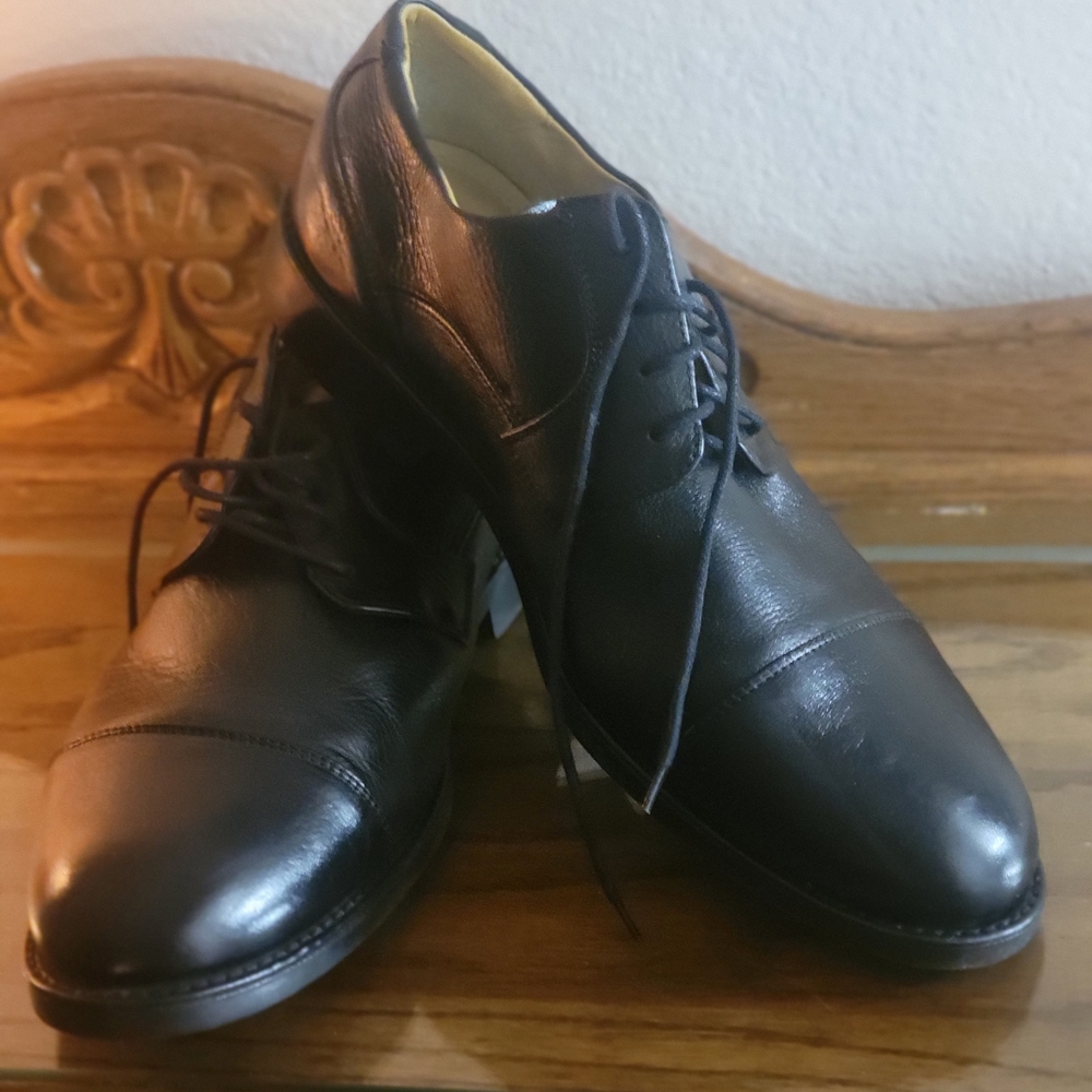 Belvedere "Duke" Black Leather Cap Toe Oxford Mens Lace-up Dress Shoe SZ 11.5 D